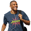 Jesus Only. THE WAY • THE TRUTH • THE LIFE. White unisex tee blue yellow red design.