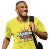 Jesus Only. THE WAY • THE TRUTH • THE LIFE. White unisex tee blue yellow red design.